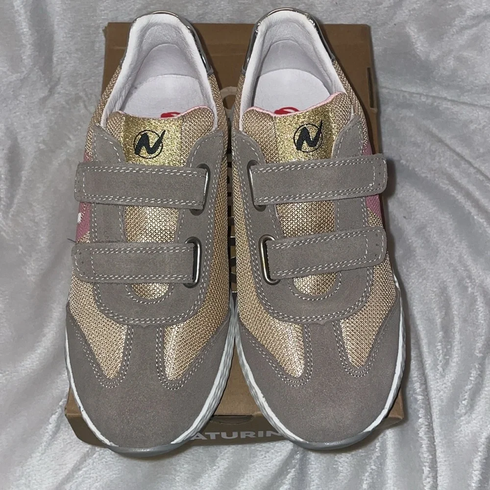 NWT NATURINO JESKO 2 VL. Suede and technical fabric sneakers in Beige-Grey